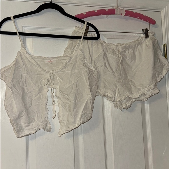 White Ruffe Pajama Set - Picture 2 of 5